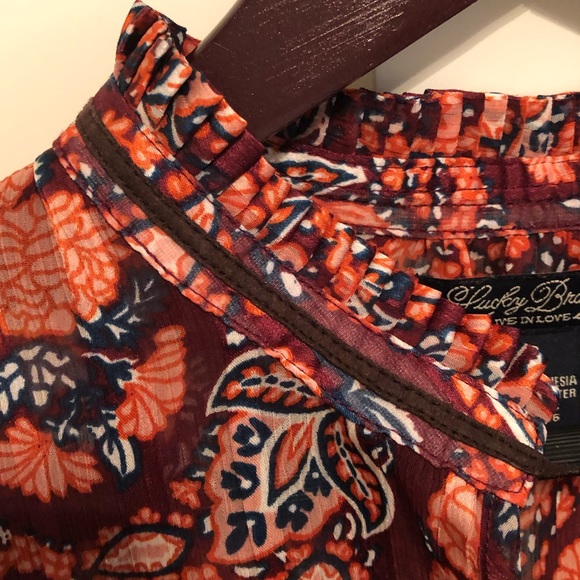 Lucky Brand Sheer Paisley Print Blouse - Picture 4 of 8